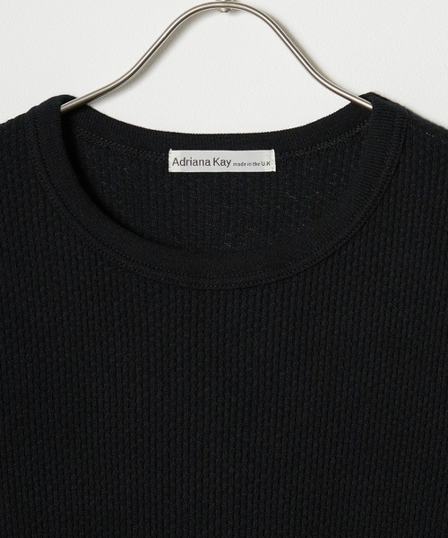 Adriana Kay（アドリアナケイ）の「Adriana Kay/アドリアナケイ 変形リブ 5分袖プルオーバー（Tシャツ/カットソー・レディース・グレー/ブラック/ホワイト/ピンク・FREE）」の6枚目の写真