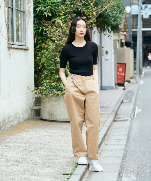 tシャツ Adriana Kay/アドリアナケイ 変形リブ 5分袖プルオーバー レディース セール】Adriana Kay/アドリアナケイ 変形リブ 5分袖プル