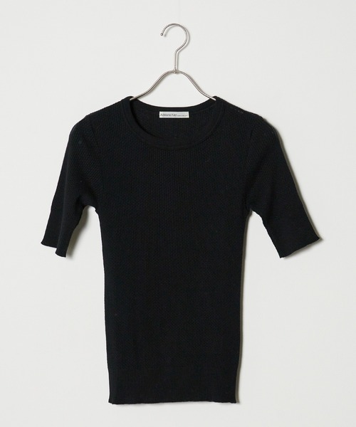 Adriana Kay（アドリアナケイ）の「Adriana Kay/アドリアナケイ 変形リブ 5分袖プルオーバー（Tシャツ/カットソー・レディース・グレー/ブラック/ホワイト/ピンク・FREE）」の13枚目の写真