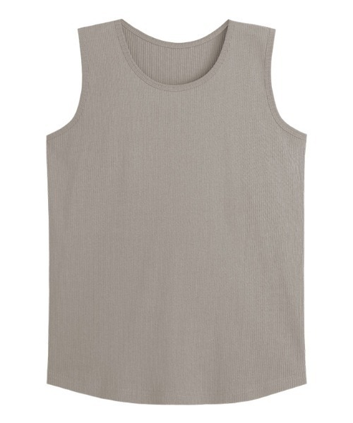 Pierrot(ピエロ)の「【ブラ紐隠し】クルーネックリブタンクトップ(タンクトップ・レディース・ブラック/ネイビー/オフホワイト/サンドベージュ/グレー系その他・M/L)」の3枚目の写真
