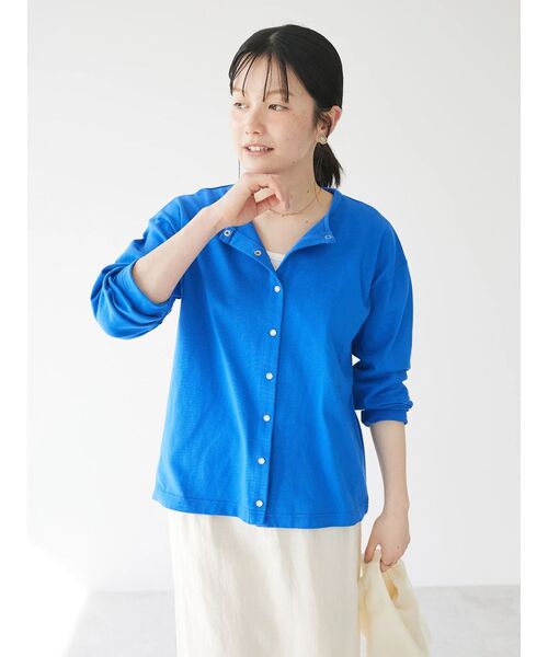 CRAFT STANDARD BOUTIQUE(クラフトスタンダードブティック)の「ヴィンテージ風天竺 パール釦クルーカーデL/S(カーディガン/ボレロ・レディース・オフホワイト/レッド/ブルー/グレー/ブラック・FREE)」の15枚目の写真