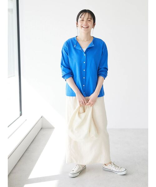 CRAFT STANDARD BOUTIQUE(クラフトスタンダードブティック)の「ヴィンテージ風天竺 パール釦クルーカーデL/S(カーディガン/ボレロ・レディース・オフホワイト/レッド/ブルー/グレー/ブラック・FREE)」の18枚目の写真