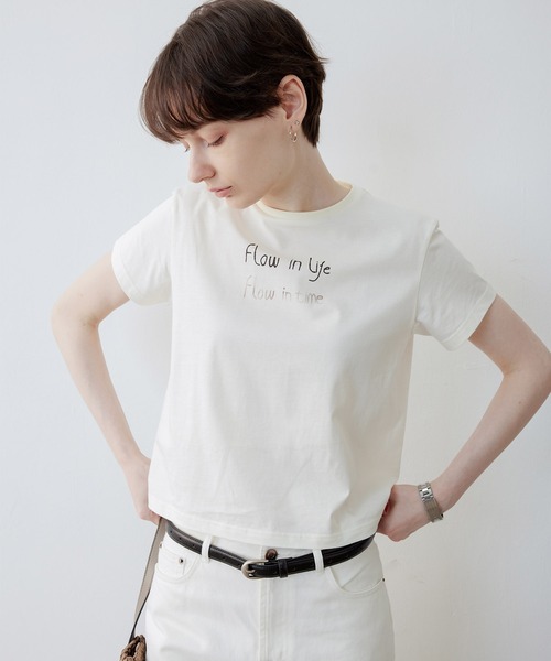 【セール】【tageechita】Slogan コットンＴシャツ（Tシャツ/カットソー）｜tageechita（タジチタ）