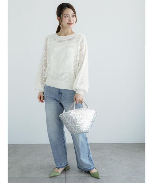 Te chichi（テチチ）の「メッシュニット（ニット/セーター・レディース・オフホワイト/ベージュ/ブラック・F）」の10枚目の写真