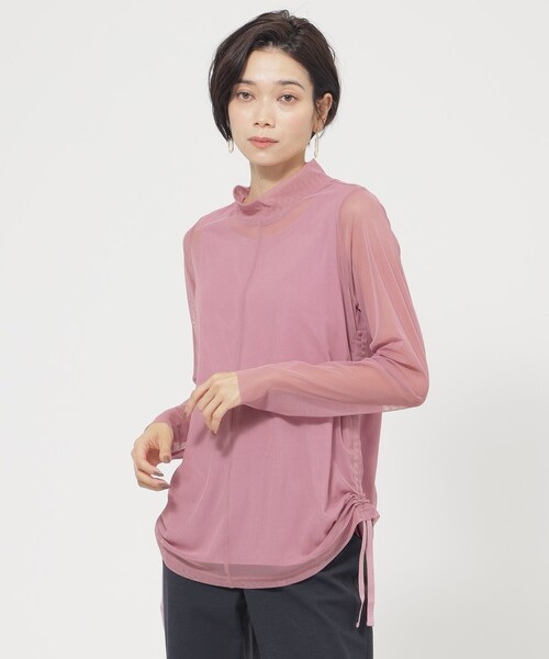 【セール】【ウォッシャブル】シアーチュールプルオーバーカットソー（Tシャツ/カットソー）｜EVEX by KRIZIA（エヴェックスバイクリツィア）