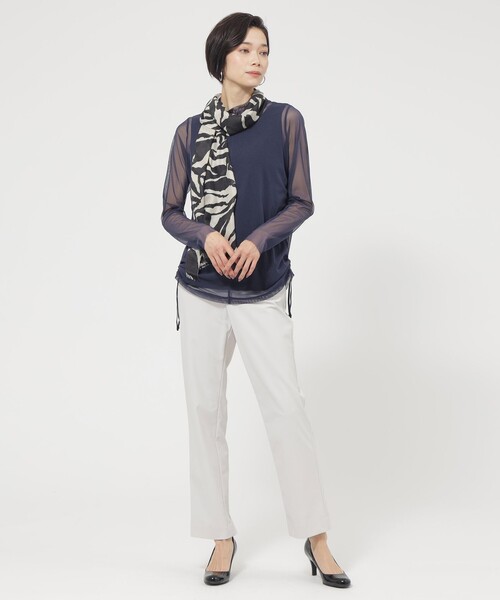 EVEX by KRIZIA(エヴェックスバイクリツィア)の「【ウォッシャブル】シアーチュールプルオーバーカットソー(Tシャツ/カットソー・レディース・ダークネイビー/ピンク系その他2・42/40)」の5枚目の写真