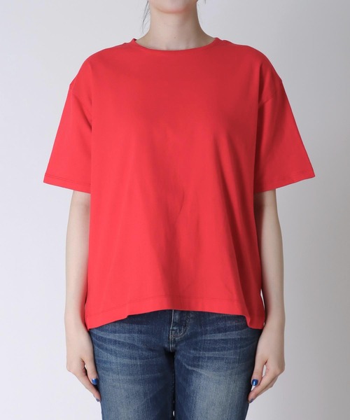 Three Four Time（ｽﾘｰﾌｫｰﾀｲﾑ）の「サスティナブルコットンクルーネックTシャツ（Tシャツ/カットソー・レディース・イエロー/ピンク/サックスブルー/チャコールグレー/オフホワイト/ベージュ・FREE）」の21枚目の写真