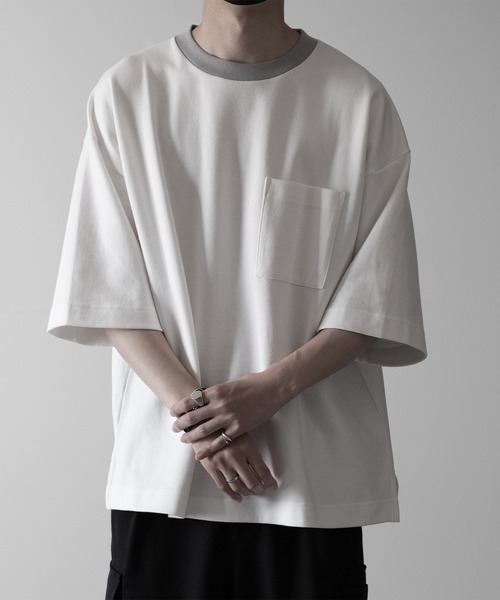 RUUBON（ルーボン）の「【RUUBON】cotton punch ringer Tee / コットンポンチリンガーT（Tシャツ/カットソー・メンズ・サックスブルー/ホワイト・L/M/S）」の5枚目の写真