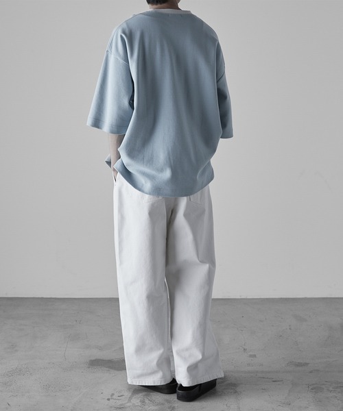 RUUBON（ルーボン）の「【RUUBON】cotton punch ringer Tee / コットンポンチリンガーT（Tシャツ/カットソー・メンズ・サックスブルー/ホワイト・L/M/S）」の22枚目の写真