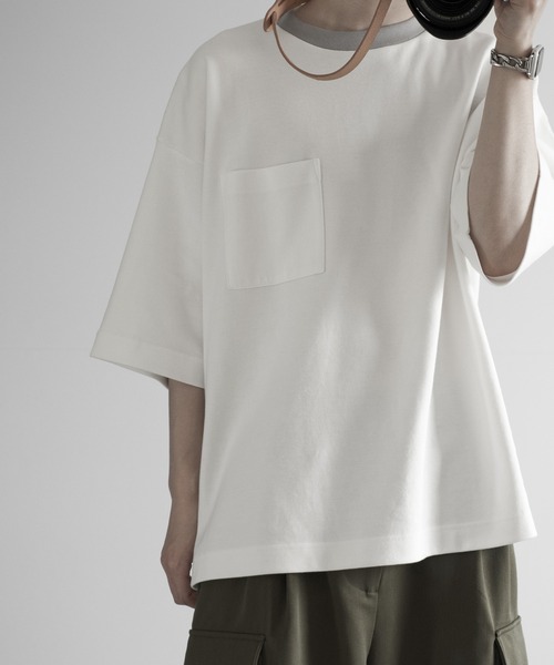 RUUBON（ルーボン）の「【RUUBON】cotton punch ringer Tee / コットンポンチリンガーT（Tシャツ/カットソー・メンズ・サックスブルー/ホワイト・L/M/S）」の18枚目の写真