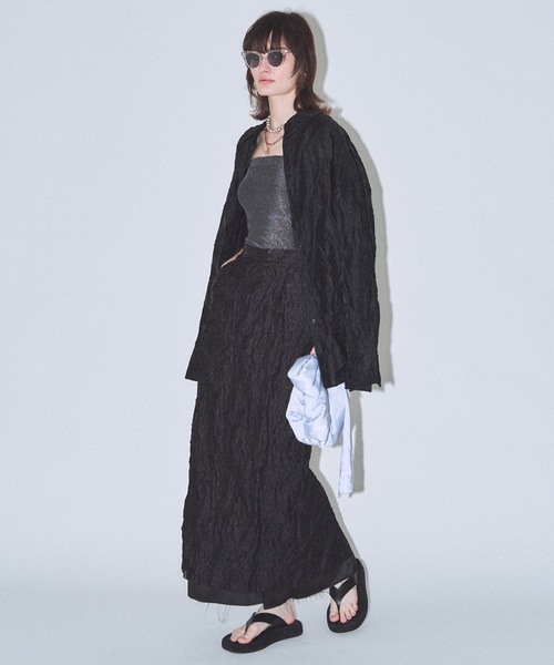 yae（ヤエ）の「Flower jacqard shirts/フラワージャガードシャツ（シャツ/ブラウス・レディース・ベビーピンク/ダークグリーン/ブラック・FREE）」の16枚目の写真