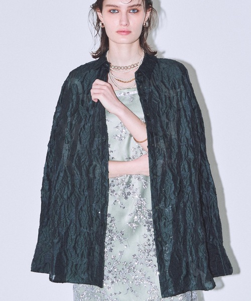 yae（ヤエ）の「Flower jacqard shirts/フラワージャガードシャツ（シャツ/ブラウス・レディース・ベビーピンク/ダークグリーン/ブラック・FREE）」の19枚目の写真