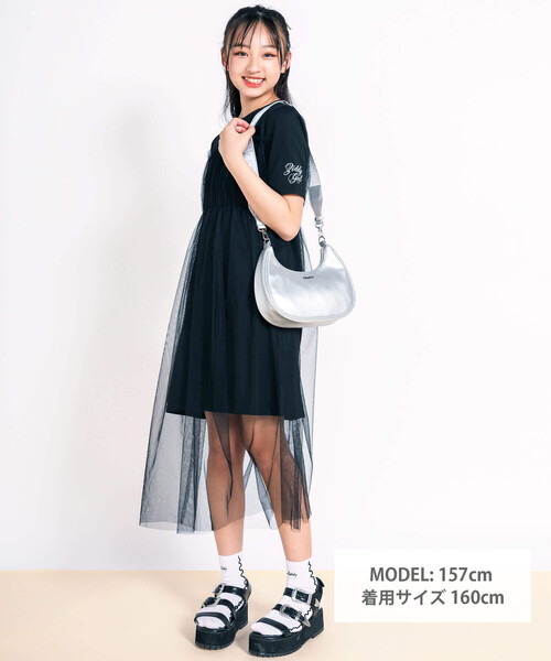 ZIDDY(ジディ)の「チュールドッキングワンピース(130~160cm)(ワンピース・キッズ・ブラック/オフホワイト・150cm/140cm/130cm/FREE)」の18枚目の写真