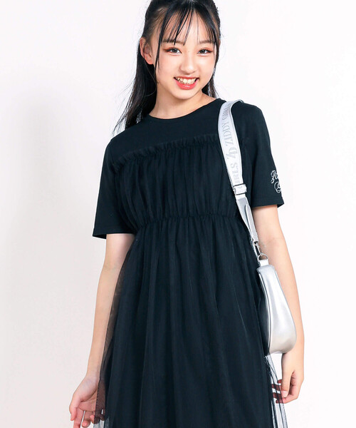 ZIDDY(ジディ)の「チュールドッキングワンピース(130~160cm)(ワンピース・キッズ・ブラック/オフホワイト・150cm/140cm/130cm/FREE)」の6枚目の写真