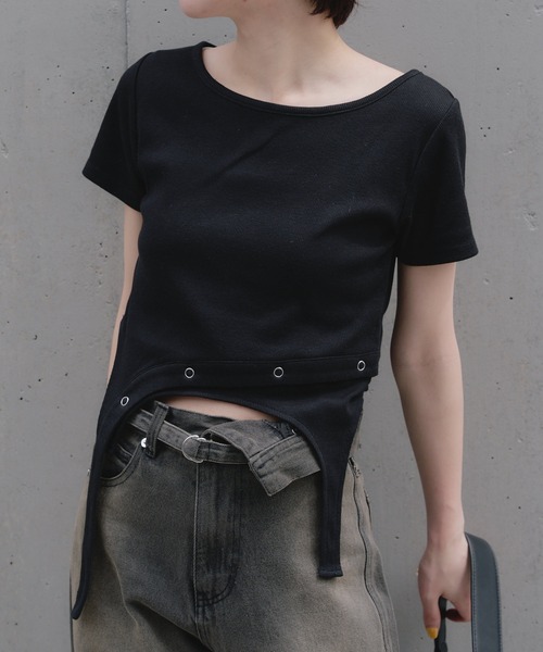 RAY CASSIN(レイカズン)の「アシメガーターTシャツ(Tシャツ/カットソー・レディース・ブラック/ブルー/ベージュ/ホワイト・FREE)」の11枚目の写真