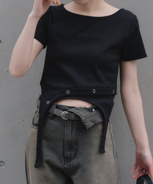 RAY CASSIN(レイカズン)の「アシメガーターTシャツ(Tシャツ/カットソー・レディース・ブラック/ブルー/ベージュ/ホワイト・FREE)」の16枚目の写真