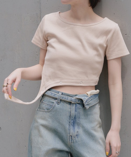 RAY CASSIN(レイカズン)の「アシメガーターTシャツ(Tシャツ/カットソー・レディース・ブラック/ブルー/ベージュ/ホワイト・FREE)」の21枚目の写真