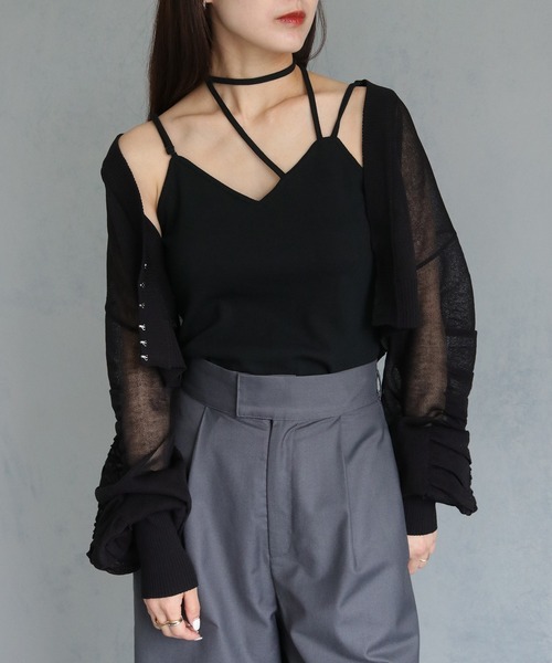 &g'aime（アンジェム）の「【&g’aime】ストラップリボンカップ付きキャミソール（キャミソール・レディース・ブラック・FREE）」の15枚目の写真