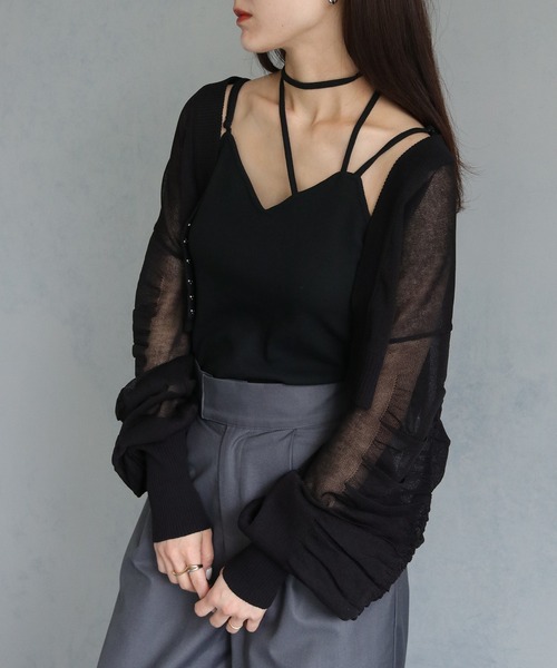 &g'aime（アンジェム）の「【&g’aime】ストラップリボンカップ付きキャミソール（キャミソール・レディース・ブラック・FREE）」の18枚目の写真