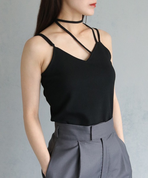 &g'aime（アンジェム）の「【&g’aime】ストラップリボンカップ付きキャミソール（キャミソール・レディース・ブラック・FREE）」の3枚目の写真