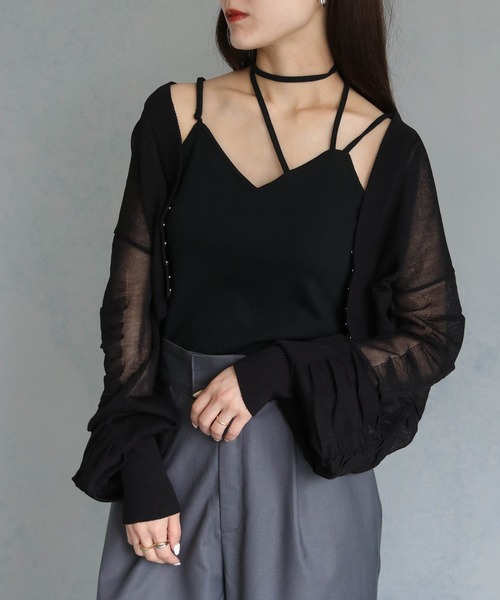 &g'aime（アンジェム）の「【&g’aime】ストラップリボンカップ付きキャミソール（キャミソール・レディース・ブラック・FREE）」の17枚目の写真