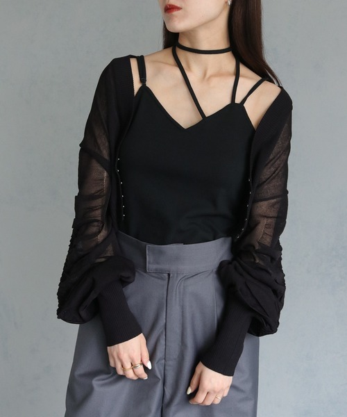 &g'aime（アンジェム）の「【&g’aime】ストラップリボンカップ付きキャミソール（キャミソール・レディース・ブラック・FREE）」の22枚目の写真