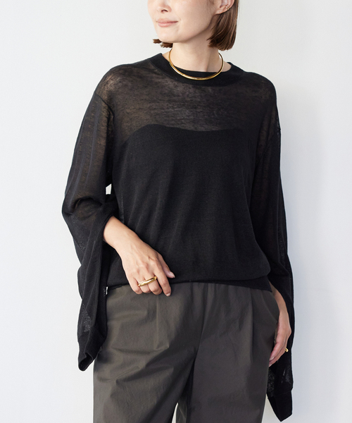 Deuxieme Classe(ドゥーズィエムクラス)の「*Sheer Slit Sleeve プルオーバー(ニット/セーター・レディース・ブラック・FREE)」の3枚目の写真