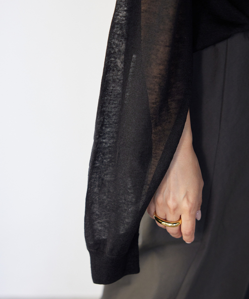 セール】*Sheer Slit Sleeve プルオーバー（ニット/セーター