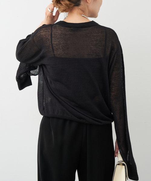 セール】*Sheer Slit Sleeve プルオーバー（ニット/セーター