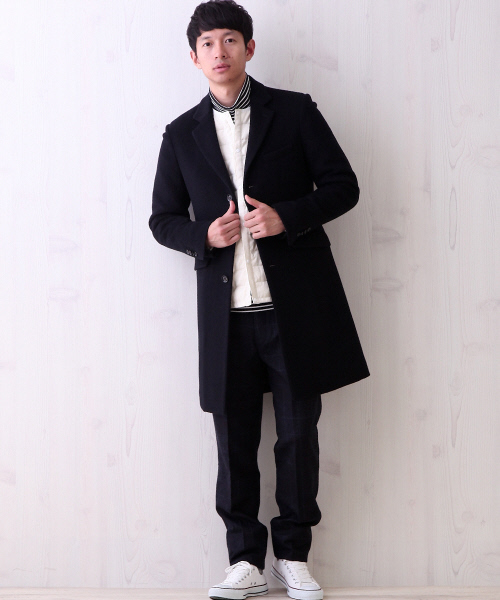 ABAHOUSE（アバハウス）の「プレミアムウール ライトチェスターコート（トレンチコート・メンズ・ベージュ/ブラック/カーキ/グレー・2/3/4）」の14枚目の写真