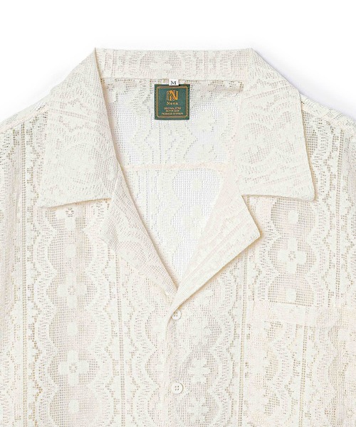 Noen（ノエン）の「レースフラワーパターンオープンシャツ（シャツ/ブラウス・メンズ・ブラック/ホワイト/ブラウン・MEDIUM/X-LARGE/LARGE）」の8枚目の写真