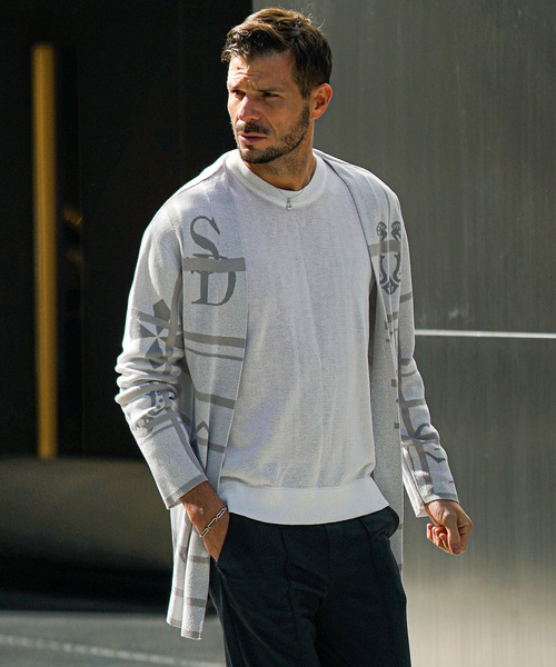 SOMEDIFF（サムディフ）の「【SOMEDIFF】ボタンレスサマーニットカーディガン メンズ（カーディガン/ボレロ・メンズ・ブラック/ホワイト・M/L/XL）」の2枚目の写真