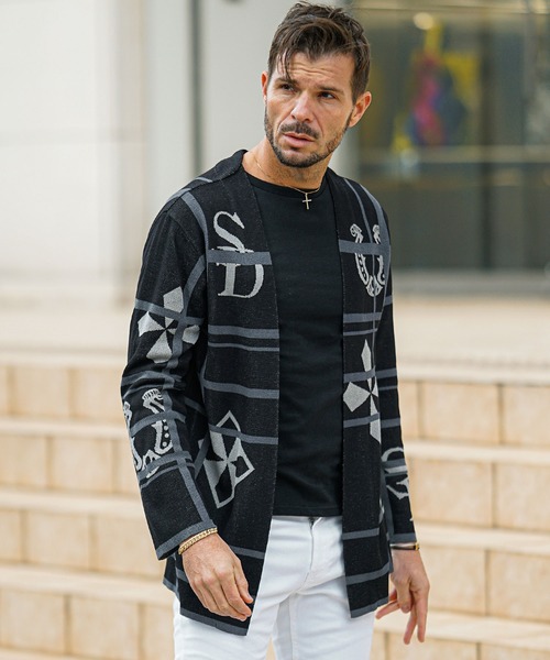 セール】【SOMEDIFF】ボタンレスサマーニットカーディガン メンズ