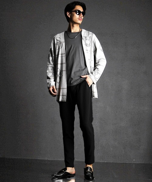 SOMEDIFF（サムディフ）の「【SOMEDIFF】ボタンレスサマーニットカーディガン メンズ（カーディガン/ボレロ・メンズ・ブラック/ホワイト・M/L/XL）」の5枚目の写真