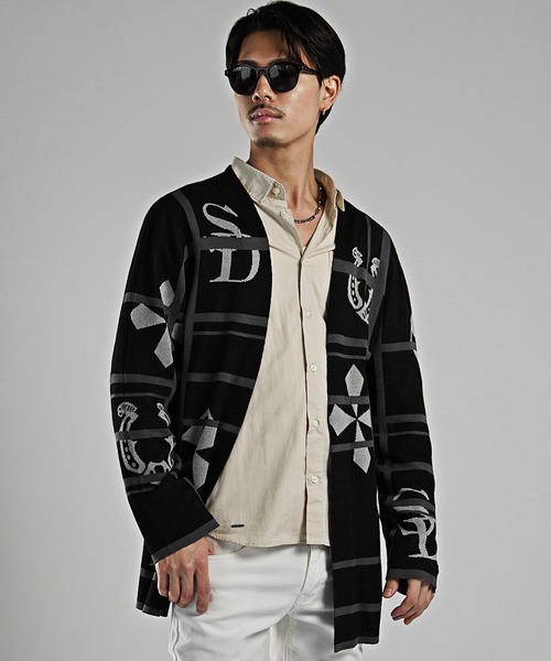 SOMEDIFF（サムディフ）の「【SOMEDIFF】ボタンレスサマーニットカーディガン メンズ（カーディガン/ボレロ・メンズ・ブラック/ホワイト・M/L/XL）」の22枚目の写真