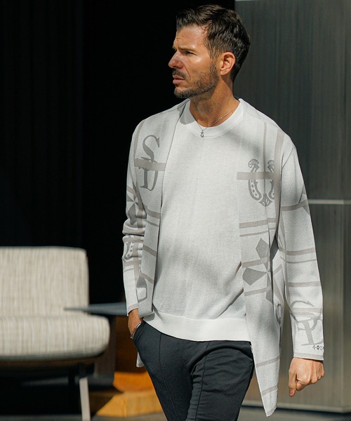 SOMEDIFF（サムディフ）の「【SOMEDIFF】ボタンレスサマーニットカーディガン メンズ（カーディガン/ボレロ・メンズ・ブラック/ホワイト・M/L/XL）」の14枚目の写真