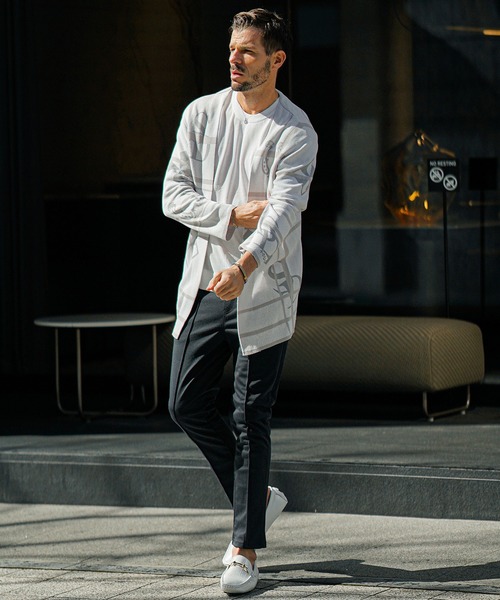 SOMEDIFF（サムディフ）の「【SOMEDIFF】ボタンレスサマーニットカーディガン メンズ（カーディガン/ボレロ・メンズ・ブラック/ホワイト・M/L/XL）」の13枚目の写真