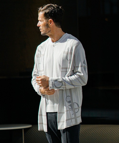 SOMEDIFF（サムディフ）の「【SOMEDIFF】ボタンレスサマーニットカーディガン メンズ（カーディガン/ボレロ・メンズ・ブラック/ホワイト・M/L/XL）」の12枚目の写真