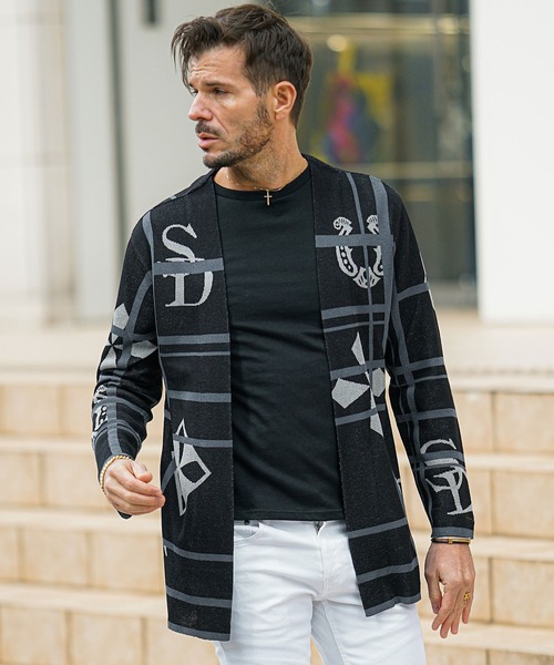 SOMEDIFF（サムディフ）の「【SOMEDIFF】ボタンレスサマーニットカーディガン メンズ（カーディガン/ボレロ・メンズ・ブラック/ホワイト・M/L/XL）」の19枚目の写真