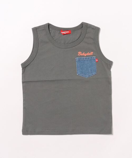BABYDOLL（ベビードール）の「デニムポケット タンクトップ 9521K（タンクトップ・キッズ・オフホワイト/チャコールグレー・110cm/100cm/120cm/130cm/140cm/90cm）」の3枚目の写真