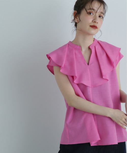 N.(N. Natural Beauty Basic)(エヌエヌナチュラルビューティーベーシック)の「◆◇ドライタッチポプリンフリルカラーブラウス(シャツ/ブラウス・レディース・ブラック/ピンク/ベージュ・MEDIUM)」の20枚目の写真