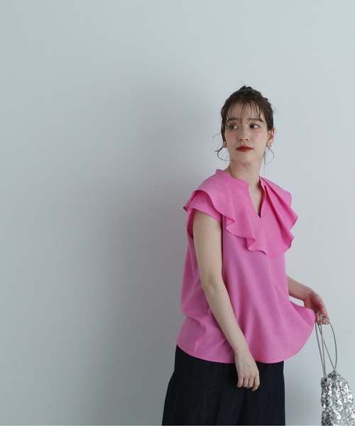 N.(N. Natural Beauty Basic)(エヌエヌナチュラルビューティーベーシック)の「◆◇ドライタッチポプリンフリルカラーブラウス(シャツ/ブラウス・レディース・ブラック/ピンク/ベージュ・MEDIUM)」の21枚目の写真