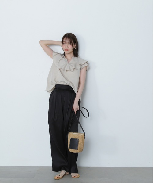 N.(N. Natural Beauty Basic)(エヌエヌナチュラルビューティーベーシック)の「◆◇ドライタッチポプリンフリルカラーブラウス(シャツ/ブラウス・レディース・ブラック/ピンク/ベージュ・MEDIUM)」の13枚目の写真