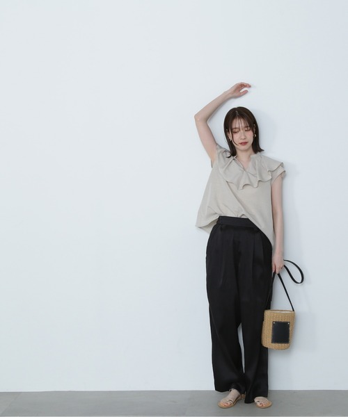 N.(N. Natural Beauty Basic)(エヌエヌナチュラルビューティーベーシック)の「◆◇ドライタッチポプリンフリルカラーブラウス(シャツ/ブラウス・レディース・ブラック/ピンク/ベージュ・MEDIUM)」の16枚目の写真