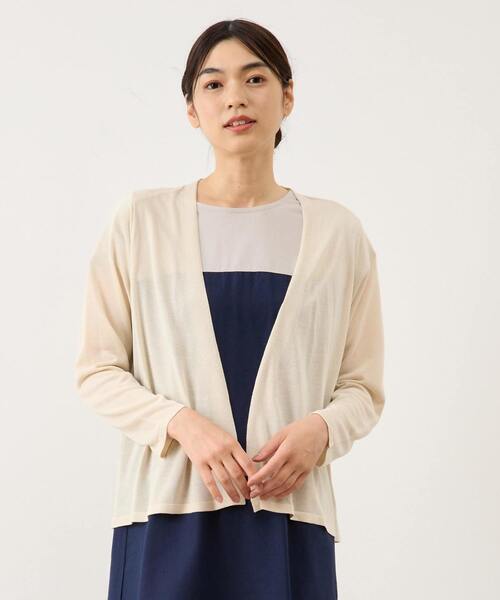 MELROSE claire(メルローズ クレール)の「ヨーク切替カーディガン(カーディガン/ボレロ・レディース・レッド/ブラック/ブルーグリーン/アイボリー・FREE)」の2枚目の写真