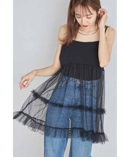 &. NOSTALGIA(アンドドットノスタルジア)の「【ZOZO限定】チュール切替チュニック(Tシャツ/カットソー・レディース・ホワイト/ブラック/グレー・M)」の11枚目の写真