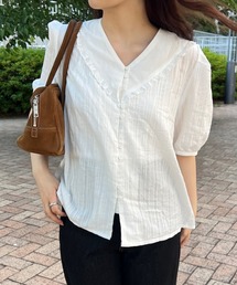 GIUNON | frill collar cotton blouse / フリルカラーコットンブラウス(シャツ/ブラウス)