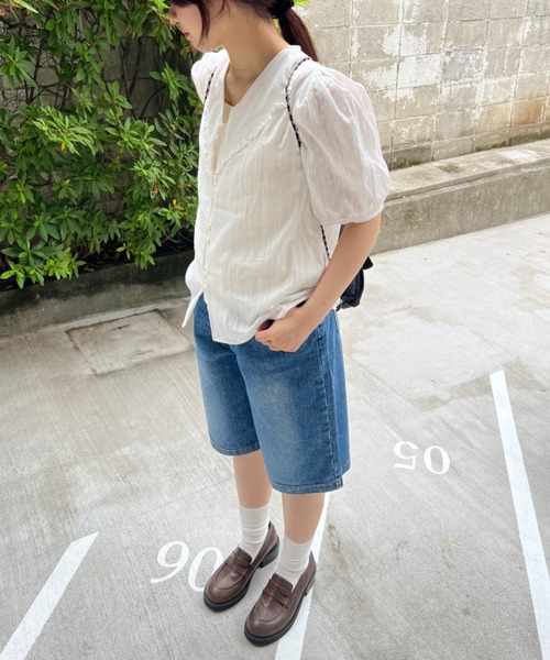 GIUNON(ジウノン)の「frill collar cotton blouse / フリルカラーコットンブラウス(シャツ/ブラウス・レディース・ホワイト・FREE)」の3枚目の写真
