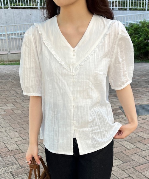 GIUNON(ジウノン)の「frill collar cotton blouse / フリルカラーコットンブラウス(シャツ/ブラウス・レディース・ホワイト・FREE)」の20枚目の写真