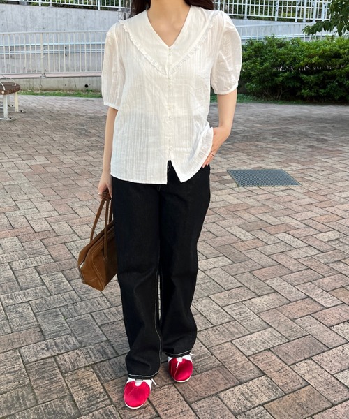 GIUNON(ジウノン)の「frill collar cotton blouse / フリルカラーコットンブラウス(シャツ/ブラウス・レディース・ホワイト・FREE)」の19枚目の写真